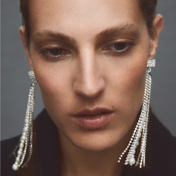 NWT Mango Crystal Cascade Earrings - Picture 11 of 16